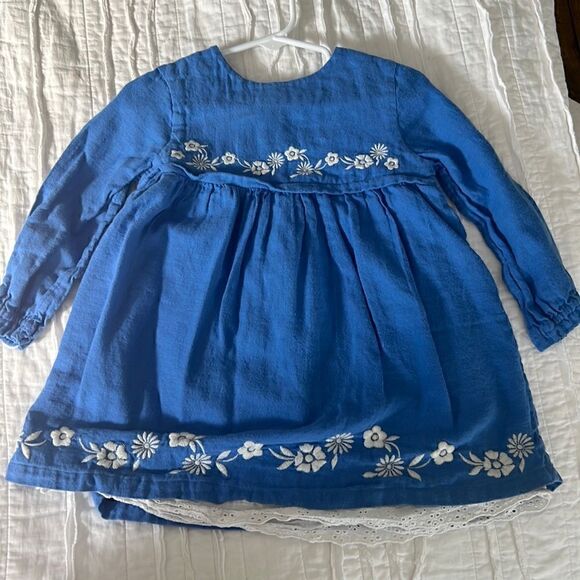 Baby Boden blue dress with white embroidery 18-24m - Picture 1 of 3